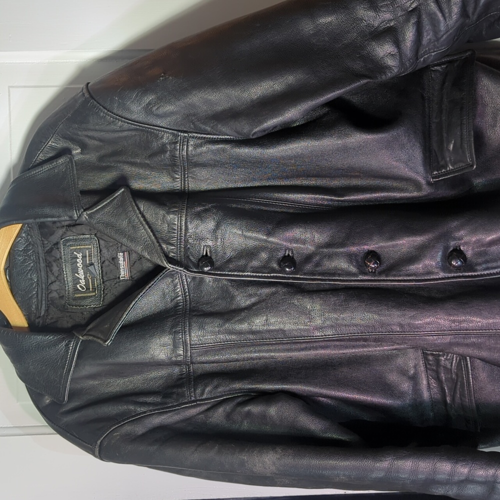 VINTAGE Oakwood Classic Jacket XL Black Thinsulate Leather Mens 90s